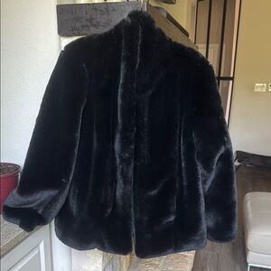 Elegant Black Faux Fur Coat